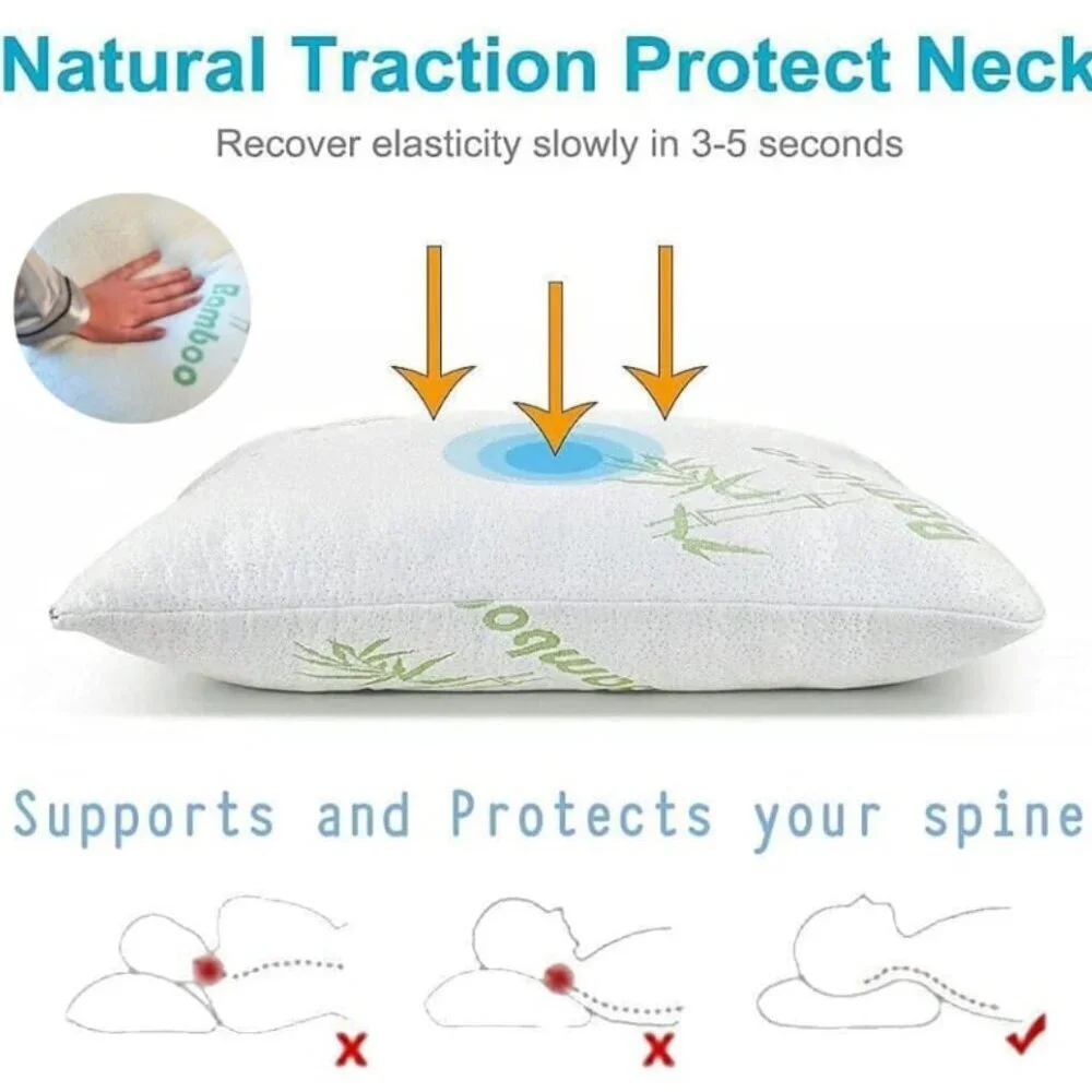 Bamboo‎ Shredded Memory Foam Pillow Hypoallergenic Washable Cover King Queen